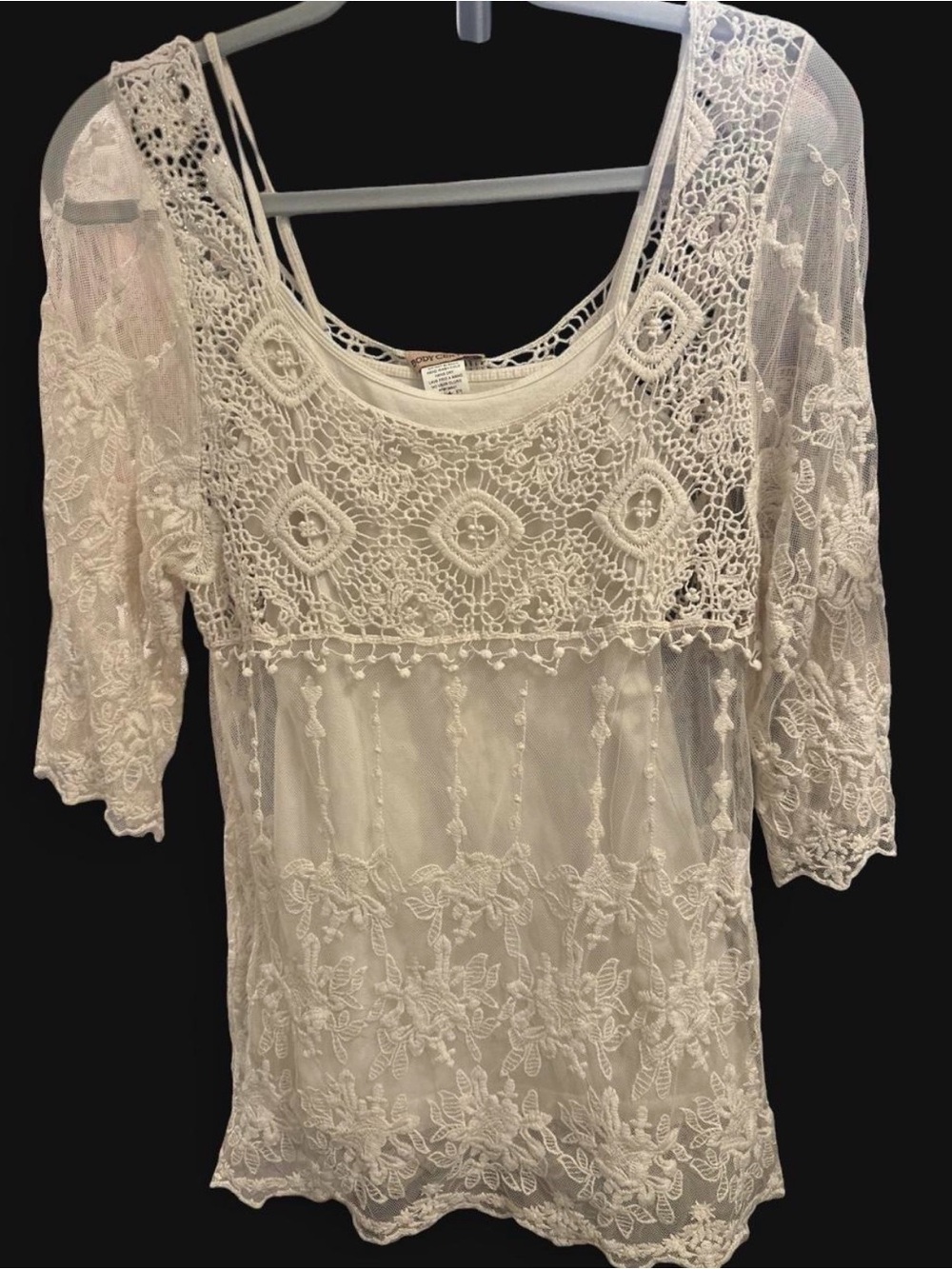 Vintage Cream Lace Tunic Top